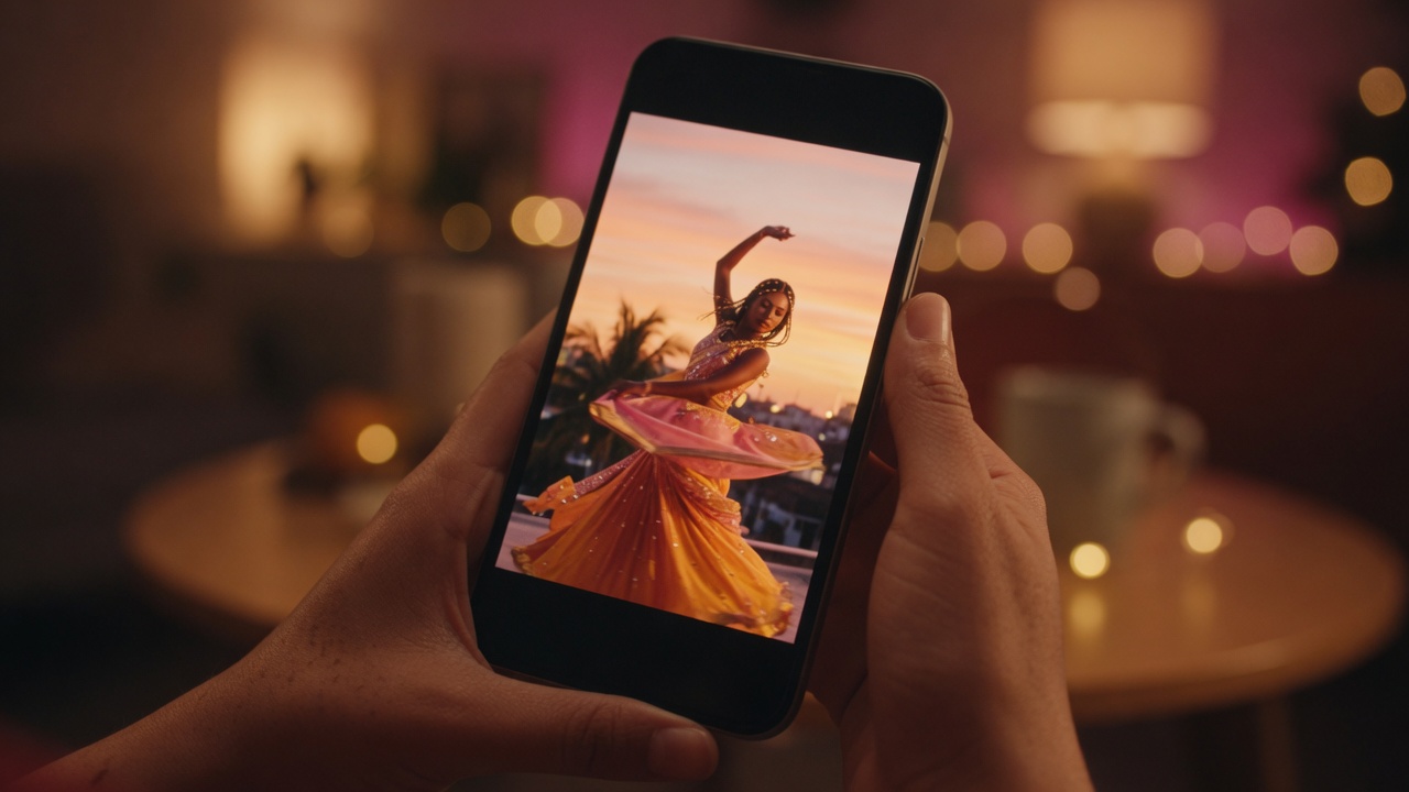 Vertical phone frame for a short social clip